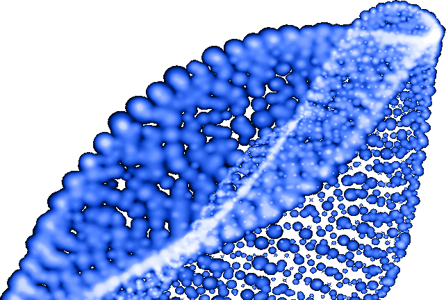 A computer-generated image of a spiraling structure made up of many glowing blue dots, resembling a double helix or abstract DNA strand, set against a black background, evokes the precision required for low latency tracking systems.