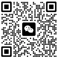 Black and white QR code with the WeChat logo, two overlapping speech bubbles, in the center. Often used by optical tracking distributors for scanning and linking to a WeChat account or information.