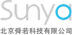 Logo with the word Sunyo in stylized gray and blue letters above Chinese characters that read 北京舜舸科技有限公司, highlighting their role among optical tracking distributors.